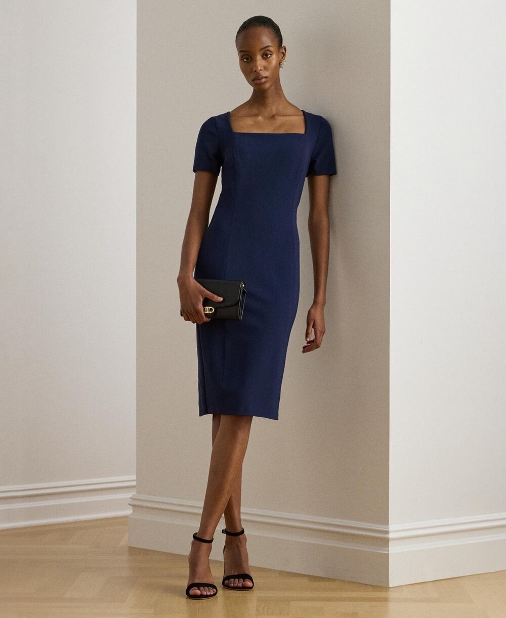 Lauren Ralph Lauren Women's Short-Sleeve Cocktail Dress Navy Size 12 4145